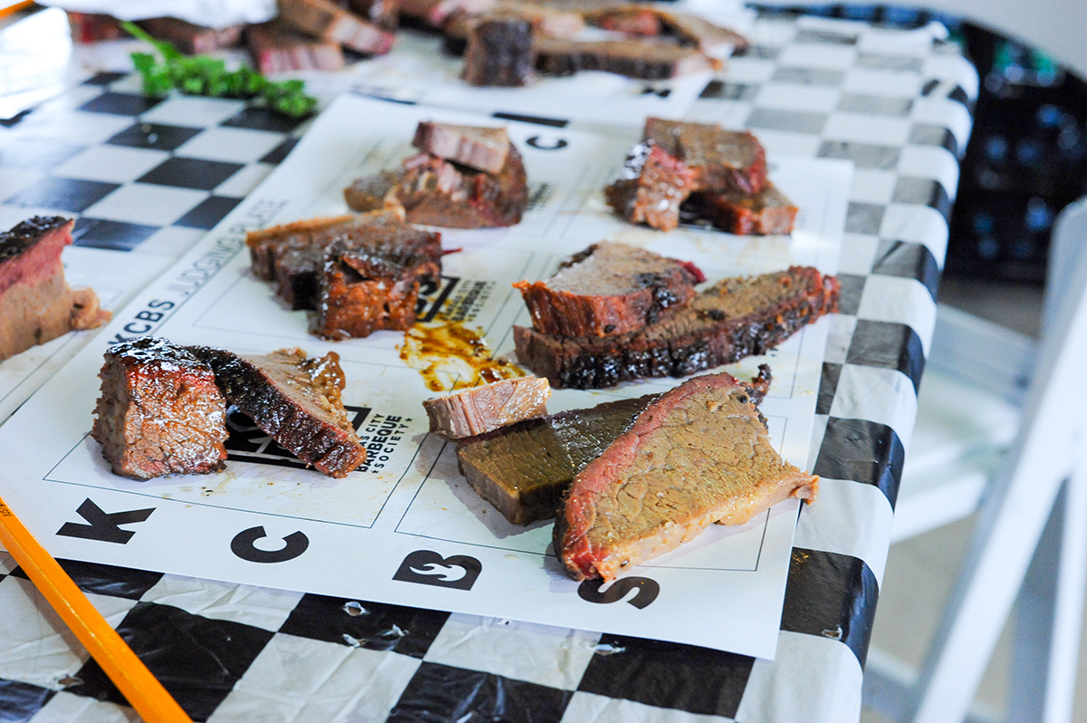 KCBS placemat with brisket. 